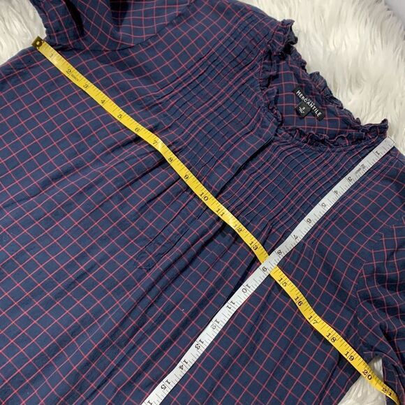 🟢3 items for $20 ——J.CREW Mercantile windowpane pintucked top Women’s size 2 - Picture 6 of 8